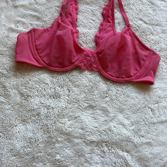 Aerie Hot Pink Mesh Racerback Bra 32B | Sheer, Sexy, Comfy Lingerie - Picture 3 of 7